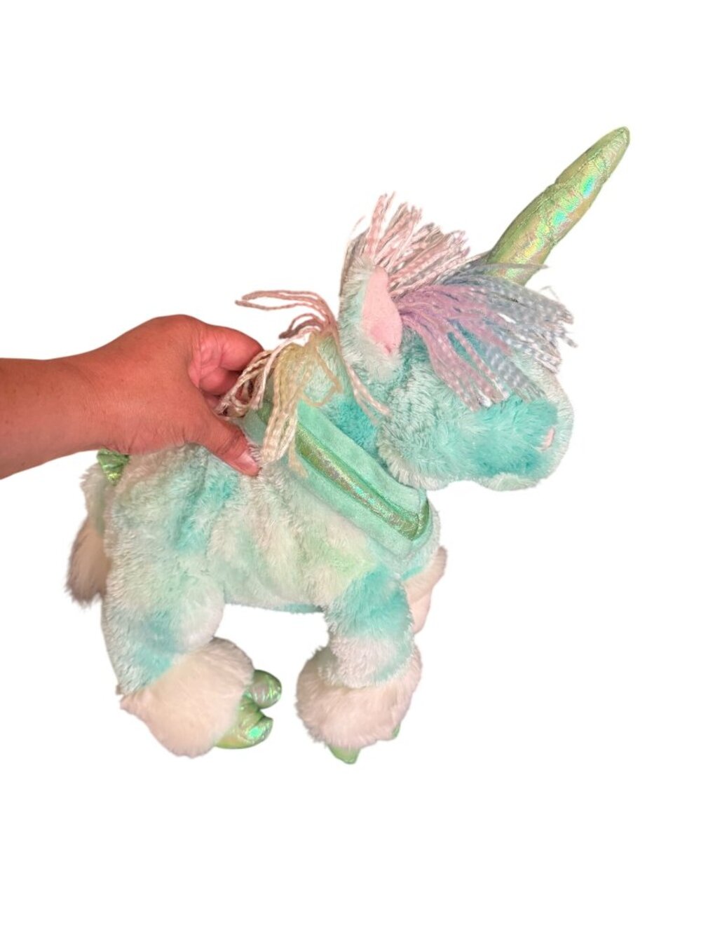 Animal Alley Vintage Plush Mint Green Unicorn Stuffed Animal With Iridescent Hor